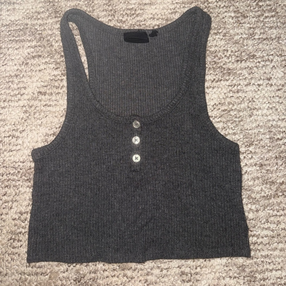 Urban Outfitters Charcoal Ribbed Tank Top